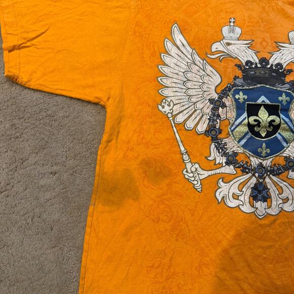 Avirex Tee Mens Large L Orange Graphic Eagles Coat of Arms JNCO Style - Picture 9 of 10